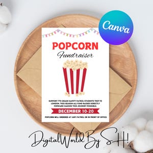 Editable Popcorn Fundraiser Flyer, Printable PTA, PTO, School Church Popcorn Fundraiser Event, Team Sports Charity Printable Digital Invite