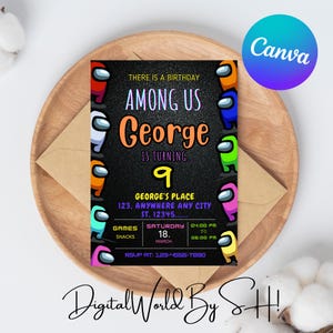 Among Us Invitation, Among Us Birthday Invitation, Editable Among Us Game Invite, Among Us Birthday Card Theme Editable