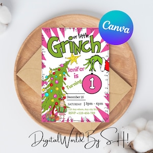 Frohe Grinchmas Party-Einladung, Grinchmas Party-Einladung, bearbeitbare Weihnachtsparty-Einladung, Grinchmas Einladung Weihnachtseinladung