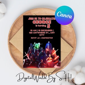 Star Wars Birthday Invitation, Star Wars Party, Star Wars Birthday, Self editable Star Wars Invitation, Canva Template