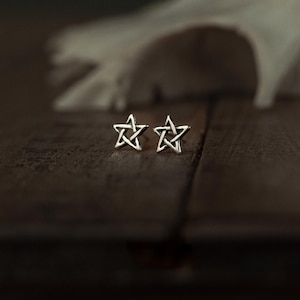 Pentagram Stud Earrings – Sterling Silver, Wiccan Earrings, Witchcraft Jewellery, Pagan Jewellery, Star Earrings, Witchy Jewellery