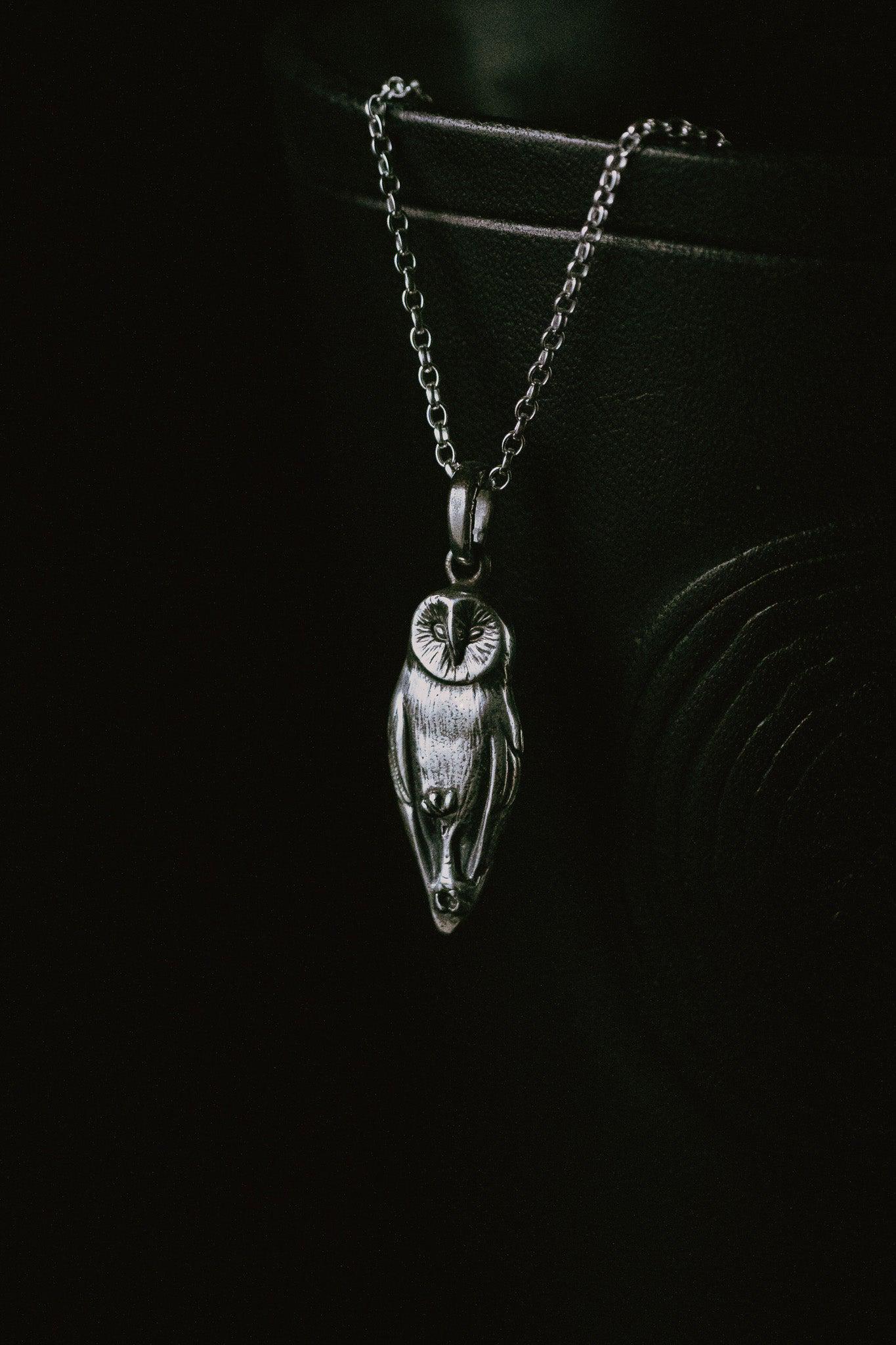 Barn Owl Necklace &ndash; Silver Owl Pendant, Owl Jewellery, Barn Owl Necklace, Owl Talisman, Spirit