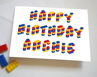 Personalised  Building Brick Birthday Card