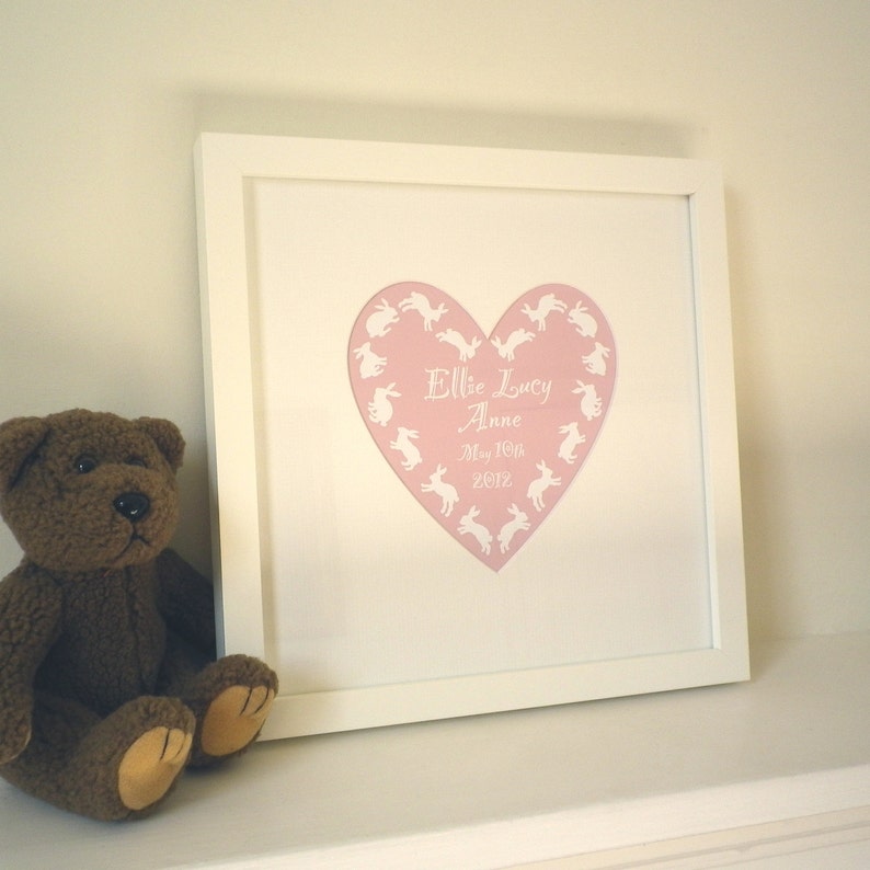 Personalised Mounted Baby's Name Heart Print image 2