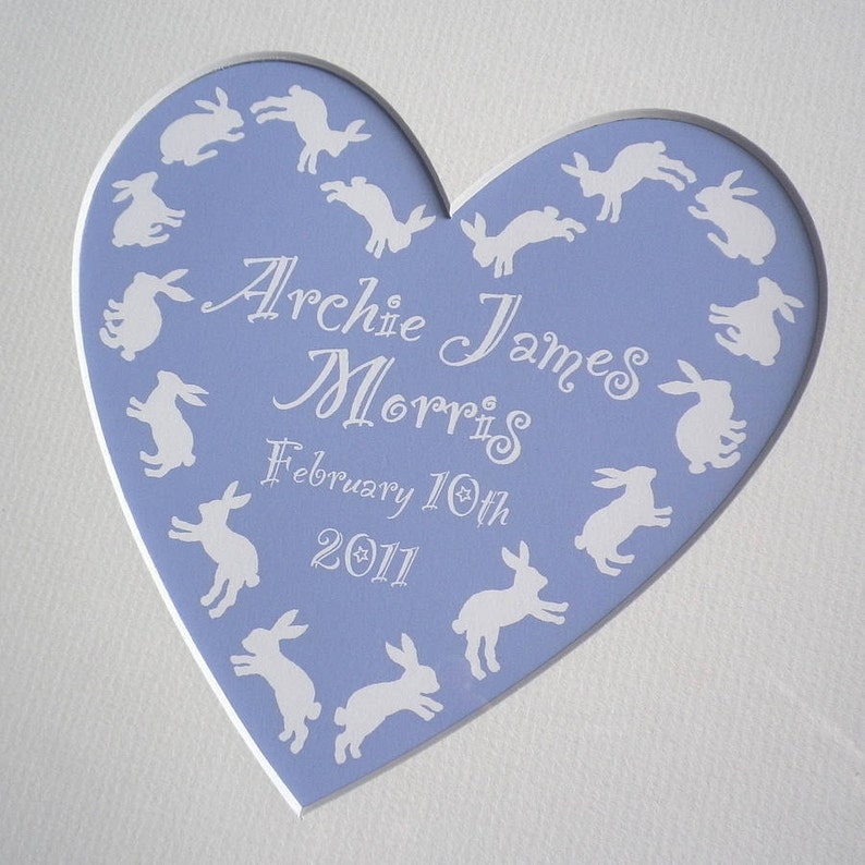 Personalised Mounted Baby's Name Heart Print image 3