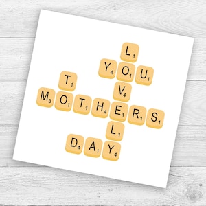 Tarjeta personalizada de Scrabble para el Día de la Madre