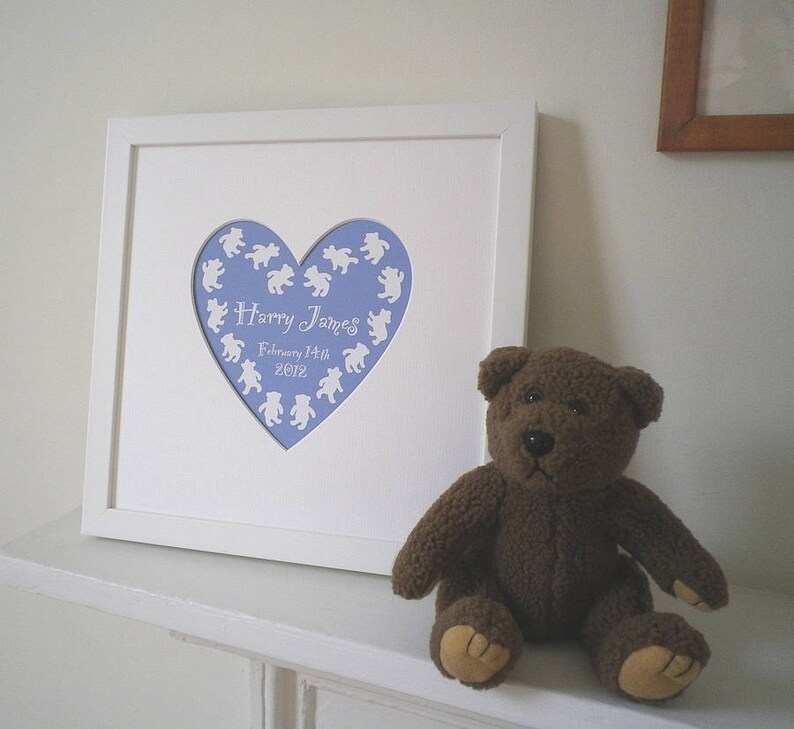 Personalised Mounted Baby's Name Heart Print image 1