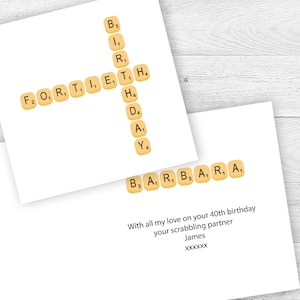 Cartão Aniversário Scrabble Personalizado de Idade Especial (20 a 90)