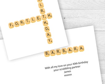 Personalised Special Age (20th -90th) Scrabble Birthday Card