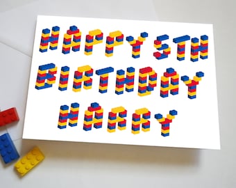 Personalised Age and Name Building Brick Birthday Card