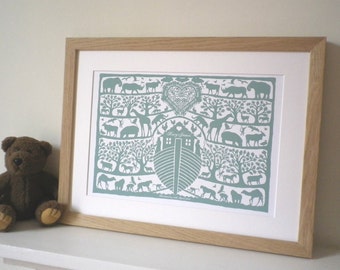 Personalised Noah's Ark Baby Print