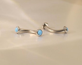 Blue turquoise eyebrow nail G23 eyebrow ring jewelry eyebrow ring curved bar 16G Rook jewelry 6mm-12mm