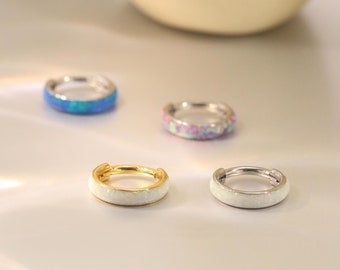 16G Opal Wide Split Ring 316L Nose Ring Piercing Nose Ring Jewelry Nose Ring Hinge Segment Ring