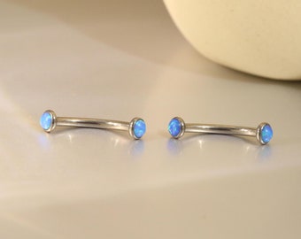 Blue Opal Eyebrow Jewelry G23 Eyebrow Piercing Jewelry Curved Barbell 16G Rook/Eyebrow Piercing