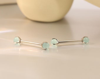 Green Imitation Jade Titanium Nipple Ring 14G Nipple Barbell Nipple Jewelry 12mm-18mm
