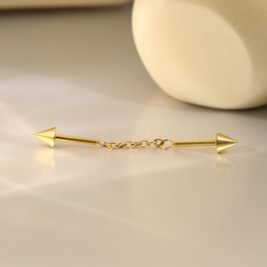 14G Cone Chain Industrial Piercing Jewelry Surgical Steel Industrial Barbell Industrial Rod Cartilage Piercing Jewelry 38mm