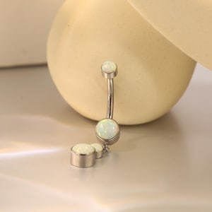 Unique Opal Pendant Belly Button Ring 14G Belly Button Barbell G23 Beautiful Belly Button Piercing 10mm