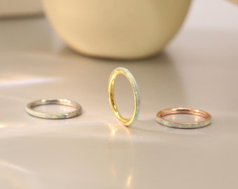 White Opal Nose Ring Cute Opal Nose Ring 316L Hinge Segment Nose Ring Piercing 16G 18G 20G
