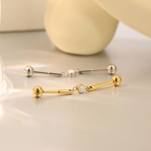 Unique middle opal industrial piercing jewelry 316L industrial barbell industrial rod cartilage piercing jewelry 14G 38mm