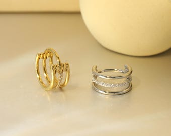 Triple Medium Zirconium Nose Ring Hoop Sleeper Hoop Earring Round Paved Earring  Septum Ring Nostril Hoop Lobe Nose Piercing Jewelry