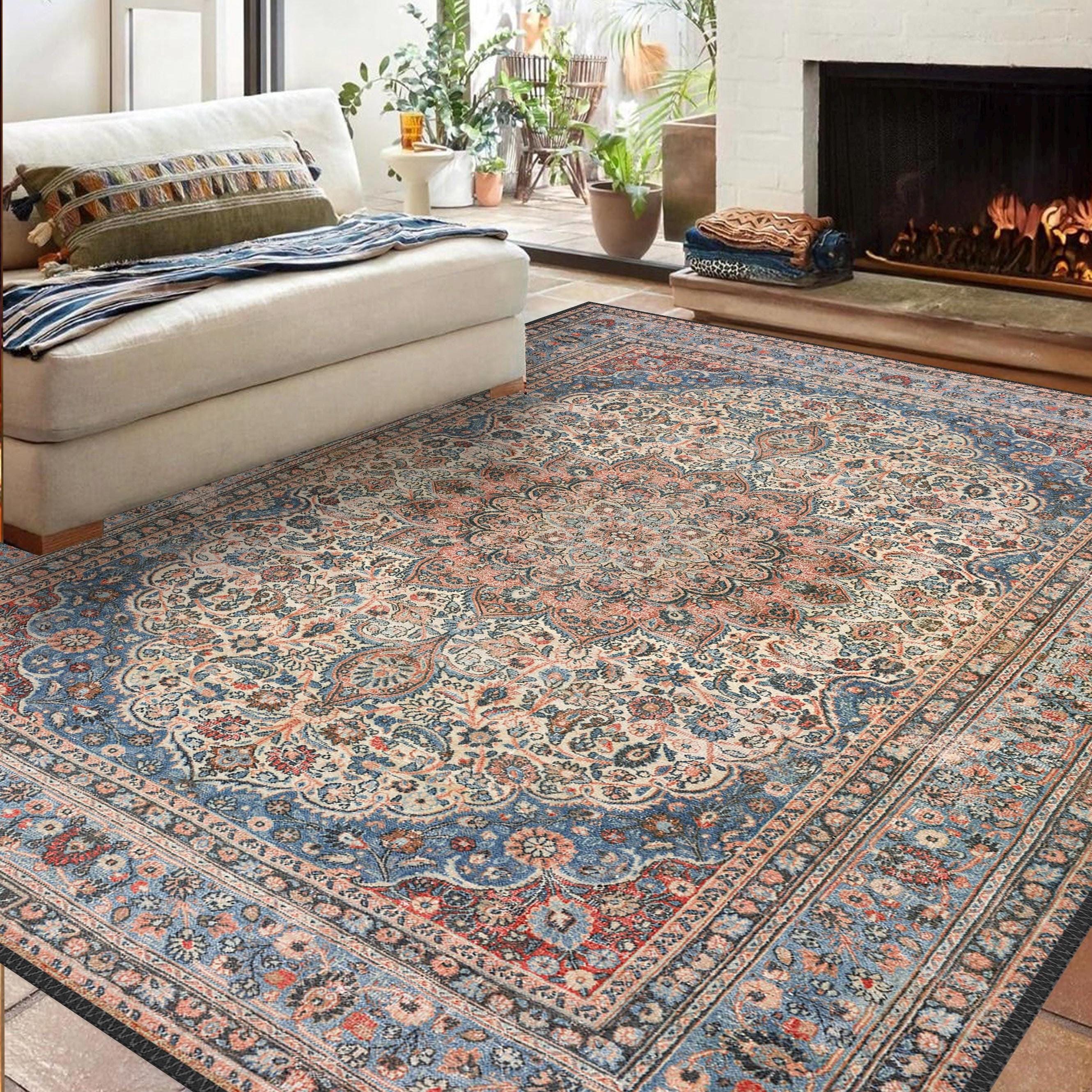 Used USA vintage Rug Mat インテリア nuLOOM Banks Machine Washable Faded Vintage Beige 4 ft. x 6