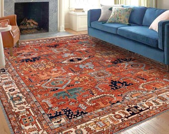 Antique Style Persian Rug - 8x10, 9x12, 6x9 - Large Vintage Area Rug for Living Room