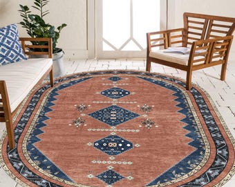 Tapete Boho Oval Chenille: Estilo Persa da Anatólia