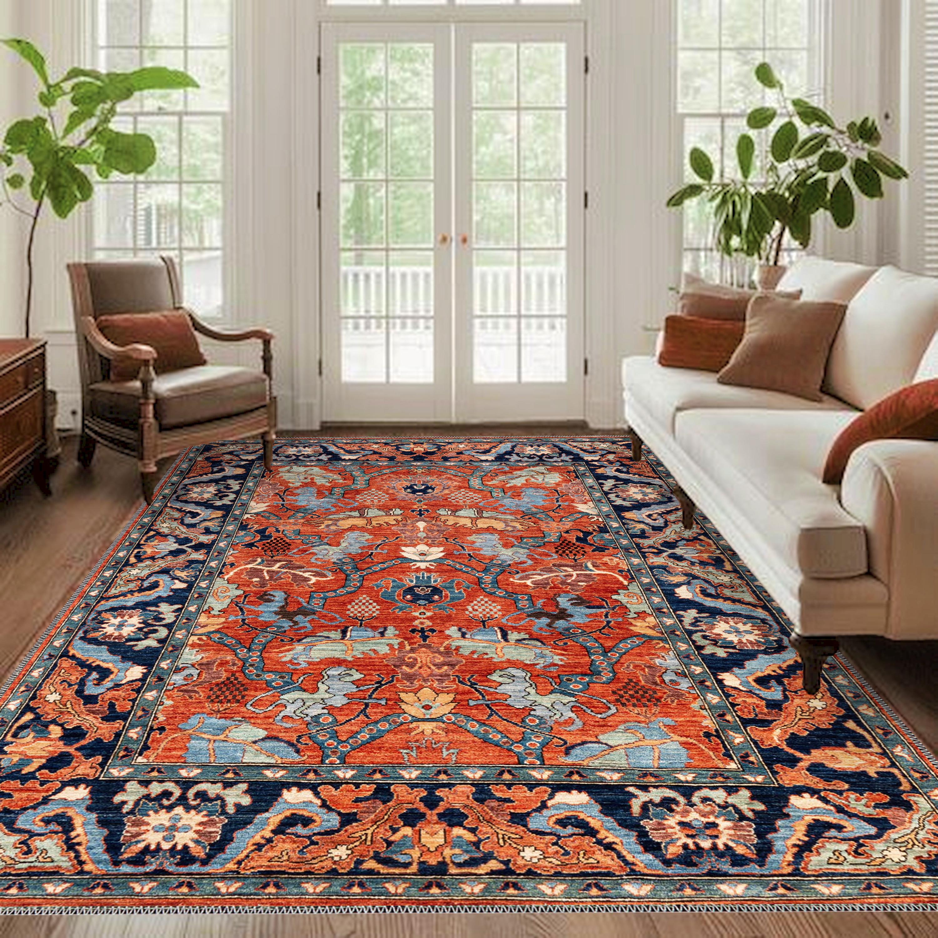 Orange and Blue Vintage Rug - Etsy