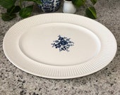 Oval Tray White Blue Floral Scandia Ironstone Vintage Johnson Bros Made in England Farmhouse Decor Ceramic Platter Plate