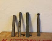 Set of 4 Metal Bits Chisels Tools Industrial Decor Vintage Metal Rustic Nail Driver Interesting Collection Found Art Pieces