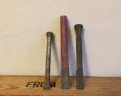 Set of 3 Metal Bits Chisels Stanley Tools Industrial Decor Vintage Metal Rustic Nail Silver Red Black USA