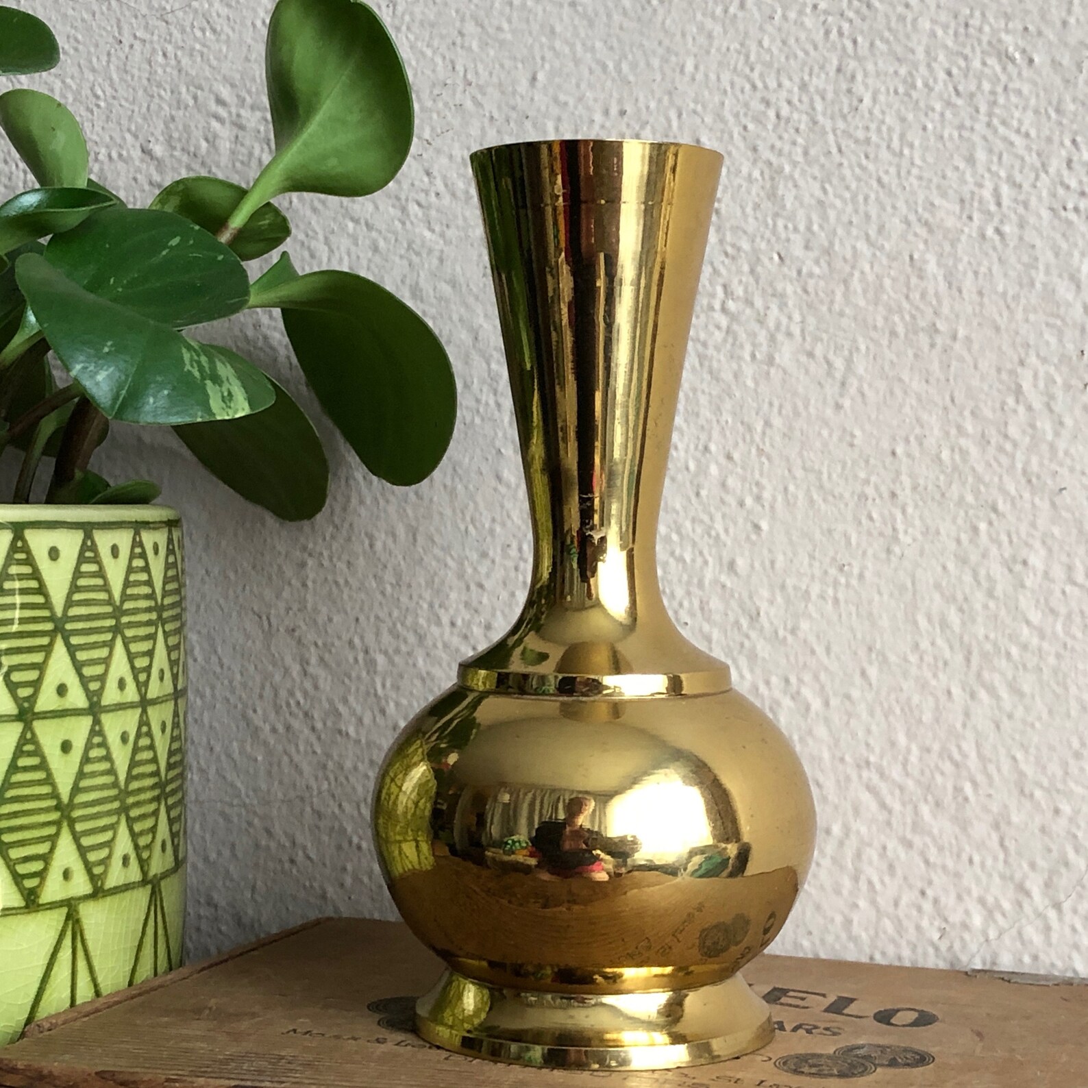 Brass Vase Gold Shiny Vase Metal Vintage Distressed Patina Etsy