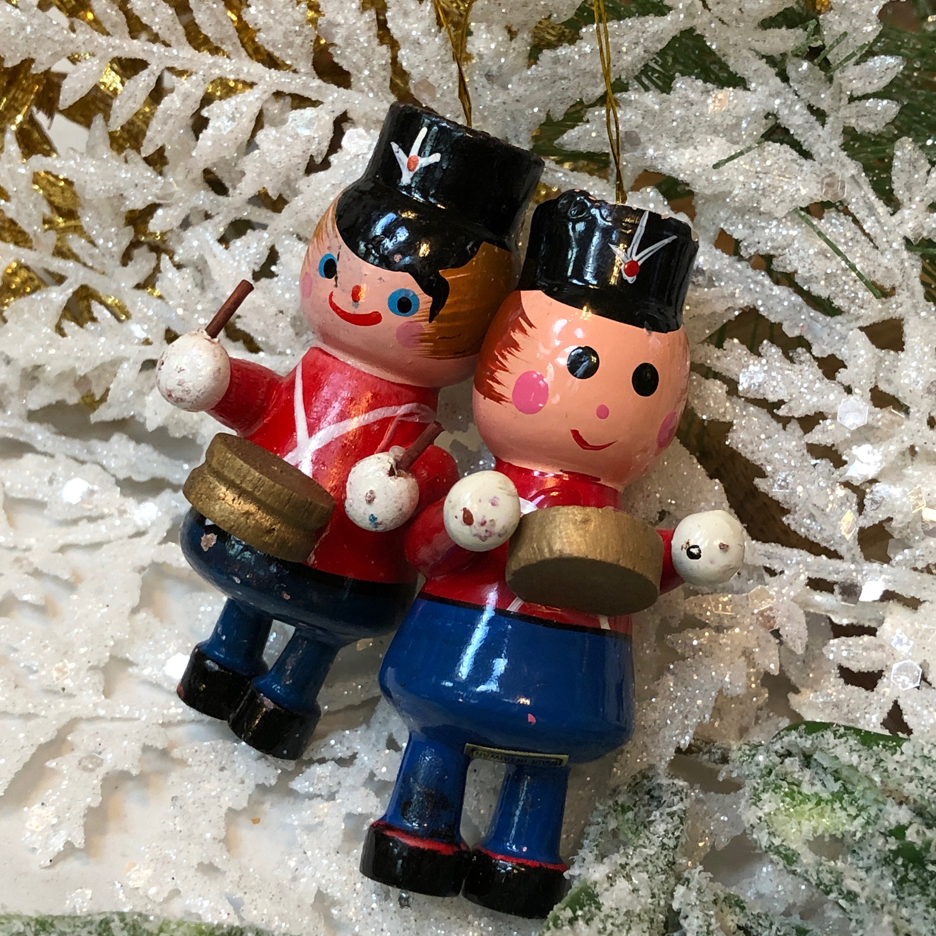 Toy Soldier Ornaments Set of 2 Marching Band Drummer Boy Etsy