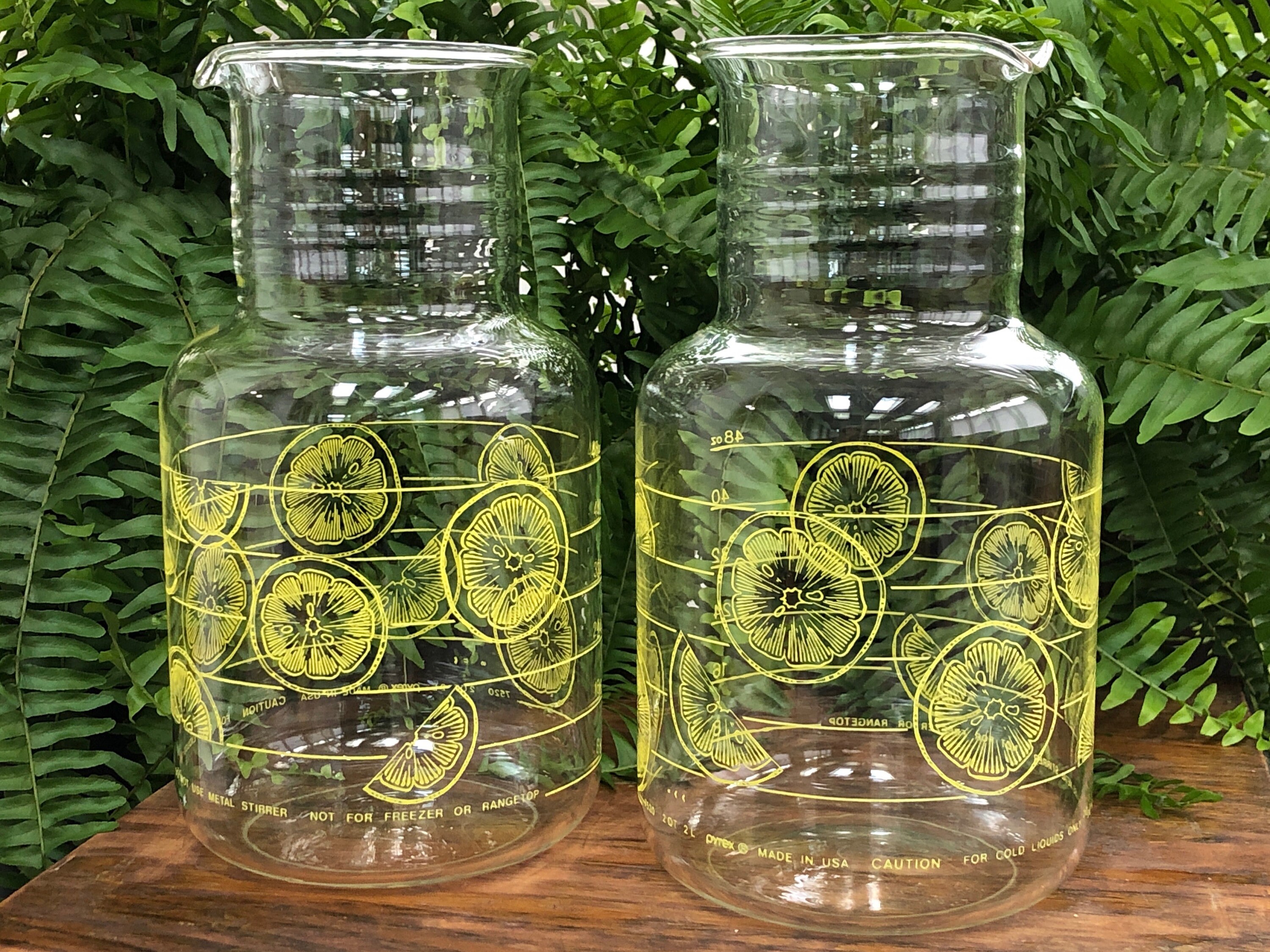 Lemonade Pitcher Set of 2 Pyrex Glass Pitchers Drink Jug Etsy