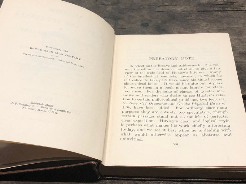 Thomas Henry Huxley Book Antique Vintage Distressed Brown Etsy