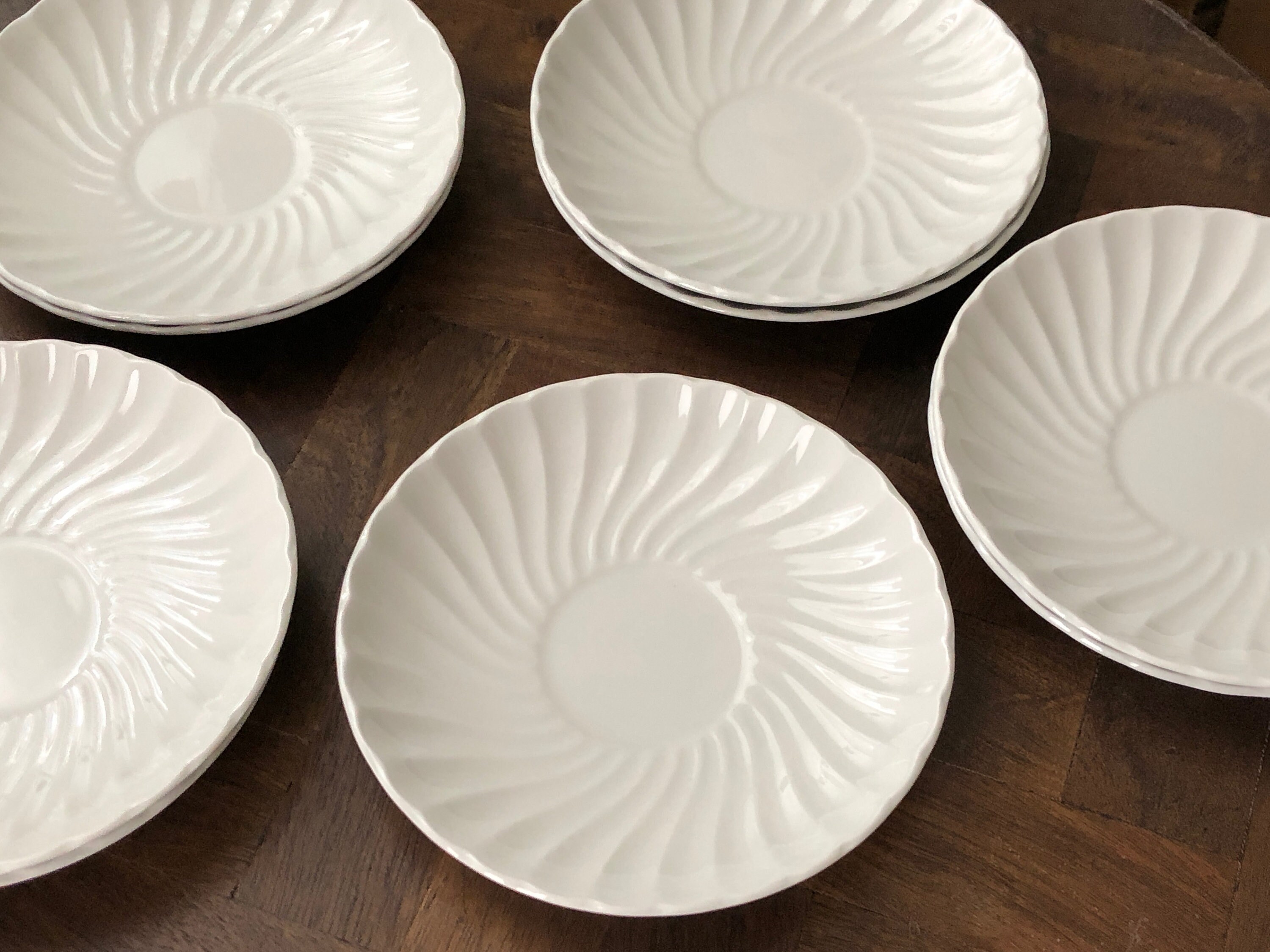 White Saucer Plates Set of 9 Vintage Distressed White Etsy