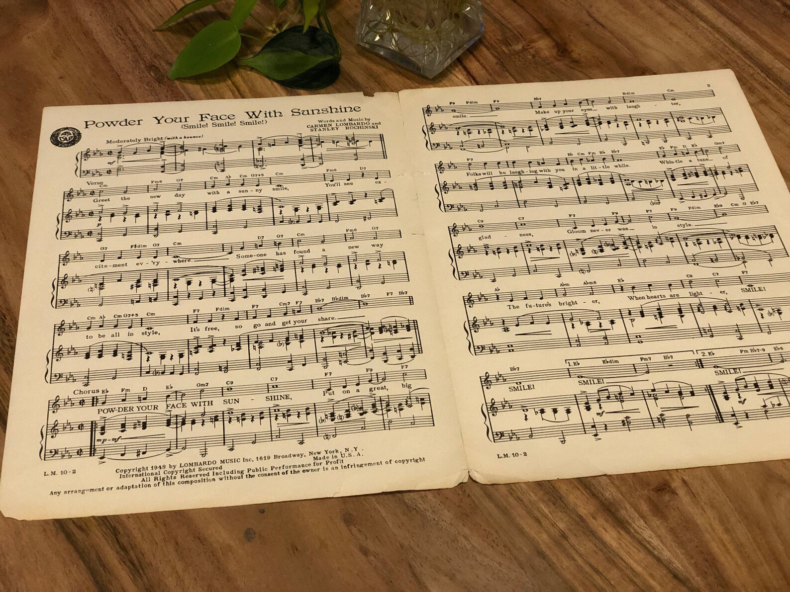 Powder Your Face with Sunshine Smile Song 1948 Carmen Lombardo Etsy