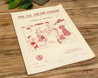 The Ice Cream Vendor by Mitchell Piano Lessons 1950 Vintage Sheet Music Distressed Antique