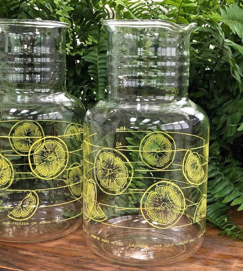 Lemonade Pitcher Set of 2 Pyrex Glass Pitchers Drink Jug Etsy