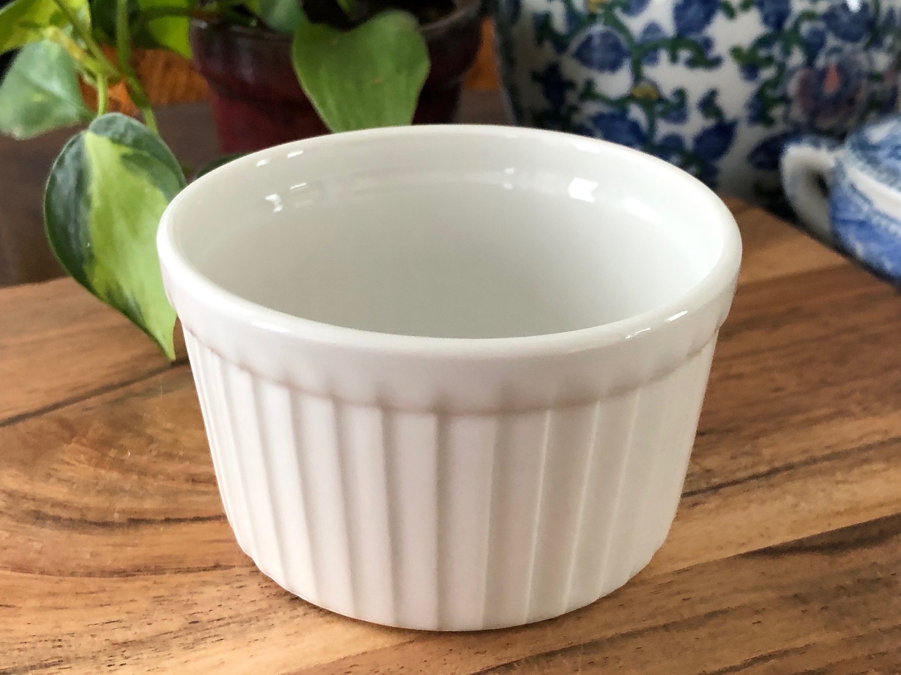 White Ramekin Cup Ceramic Dish Vintage Small Baking Dish Etsy