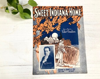 Sweet Indiana Home Sheet Music Vintage Book Distressed