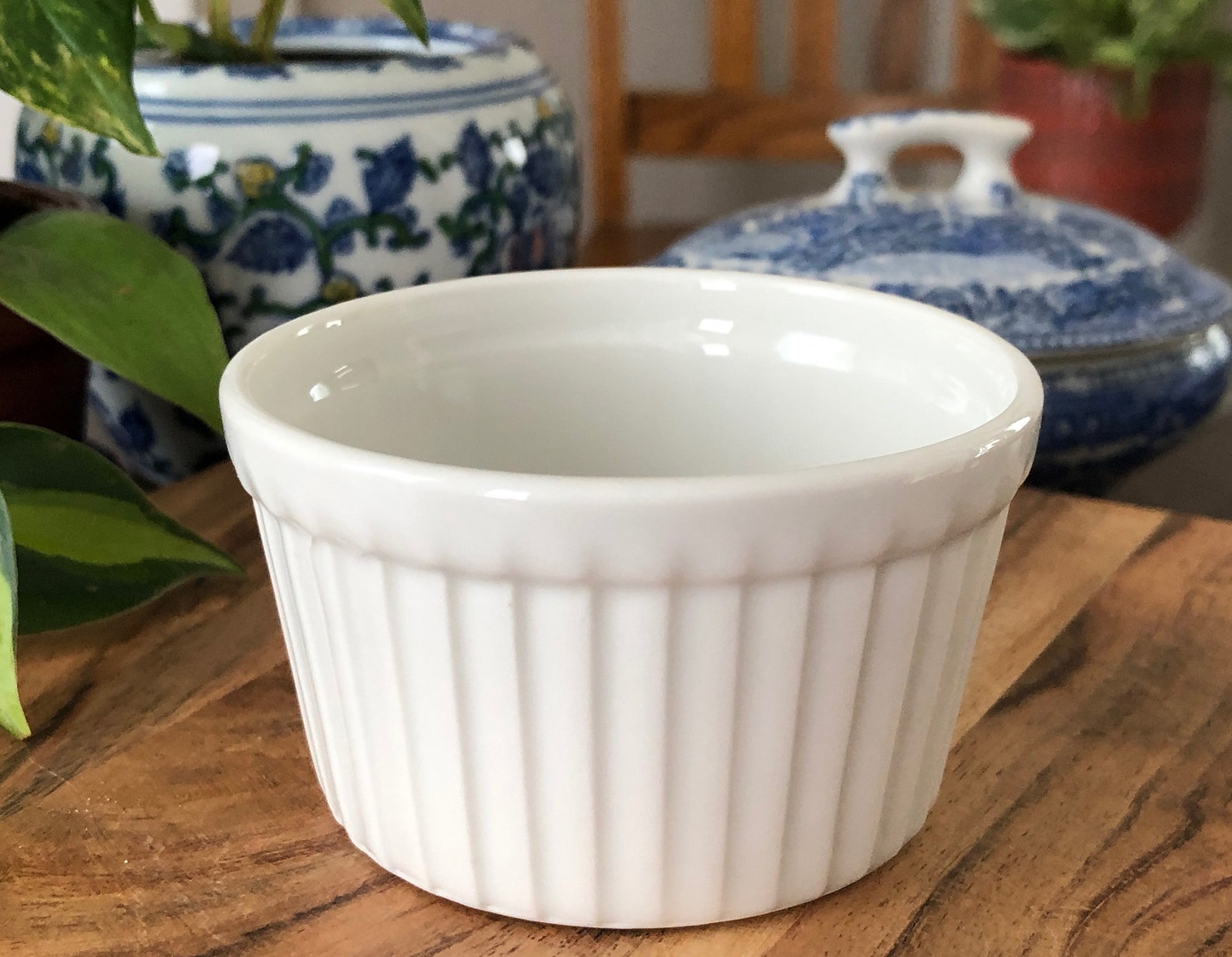 White Ramekin Cup Ceramic Dish Vintage Small Baking Dish Etsy