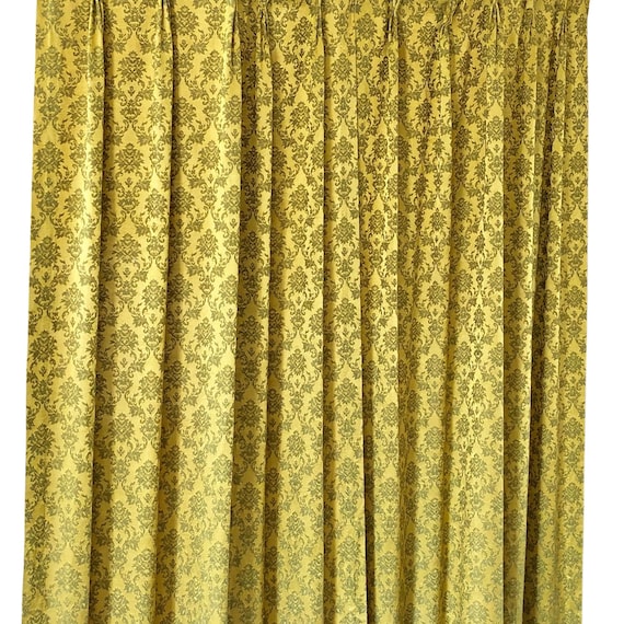 Gold Drapes 2er Set Plättchen Vorhänge Brokat Stoff Vintage - Main Image