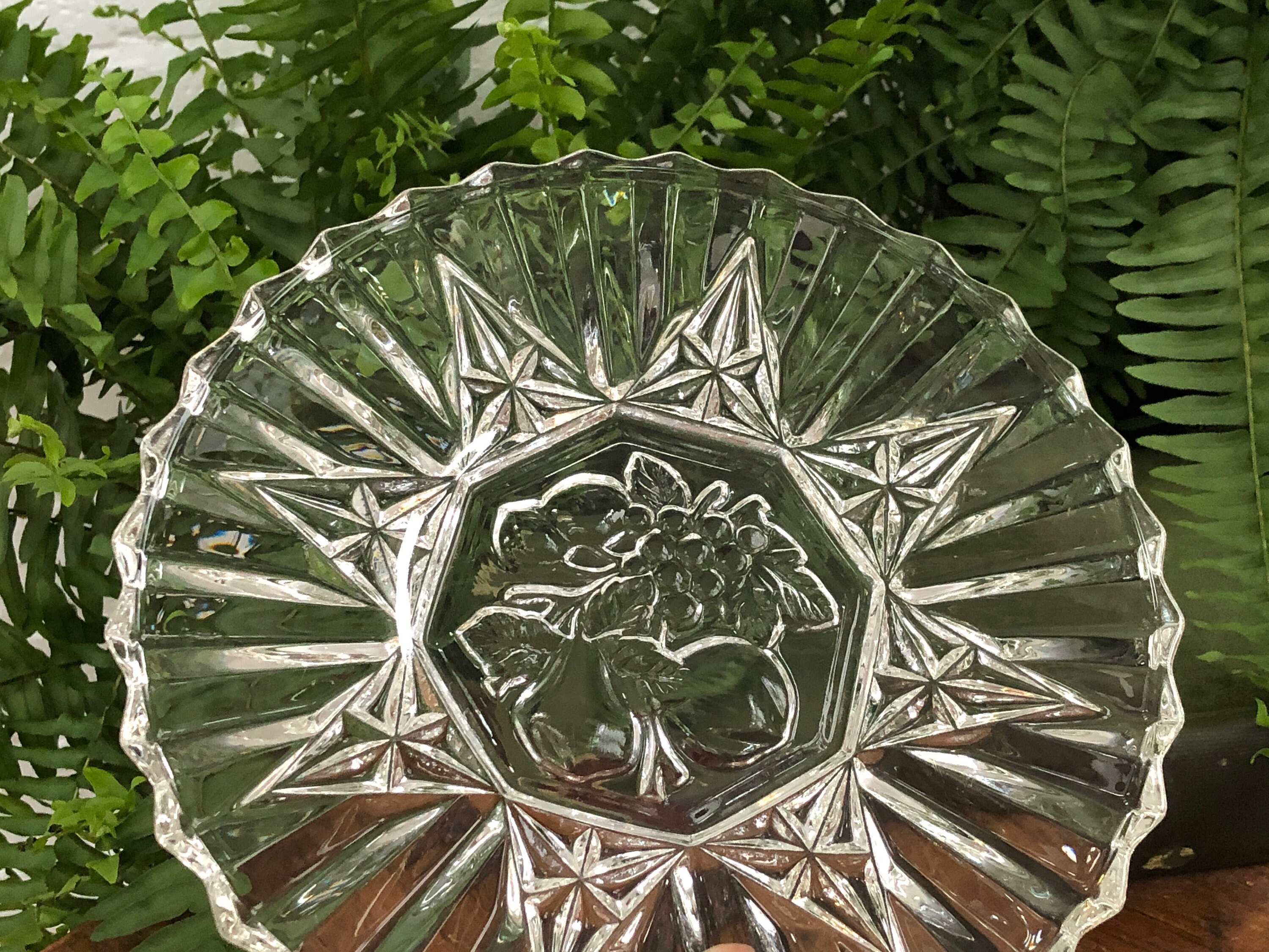 Glass Fruit Plate Cut Tray Vintage Distressed Dessert Plate Etsy