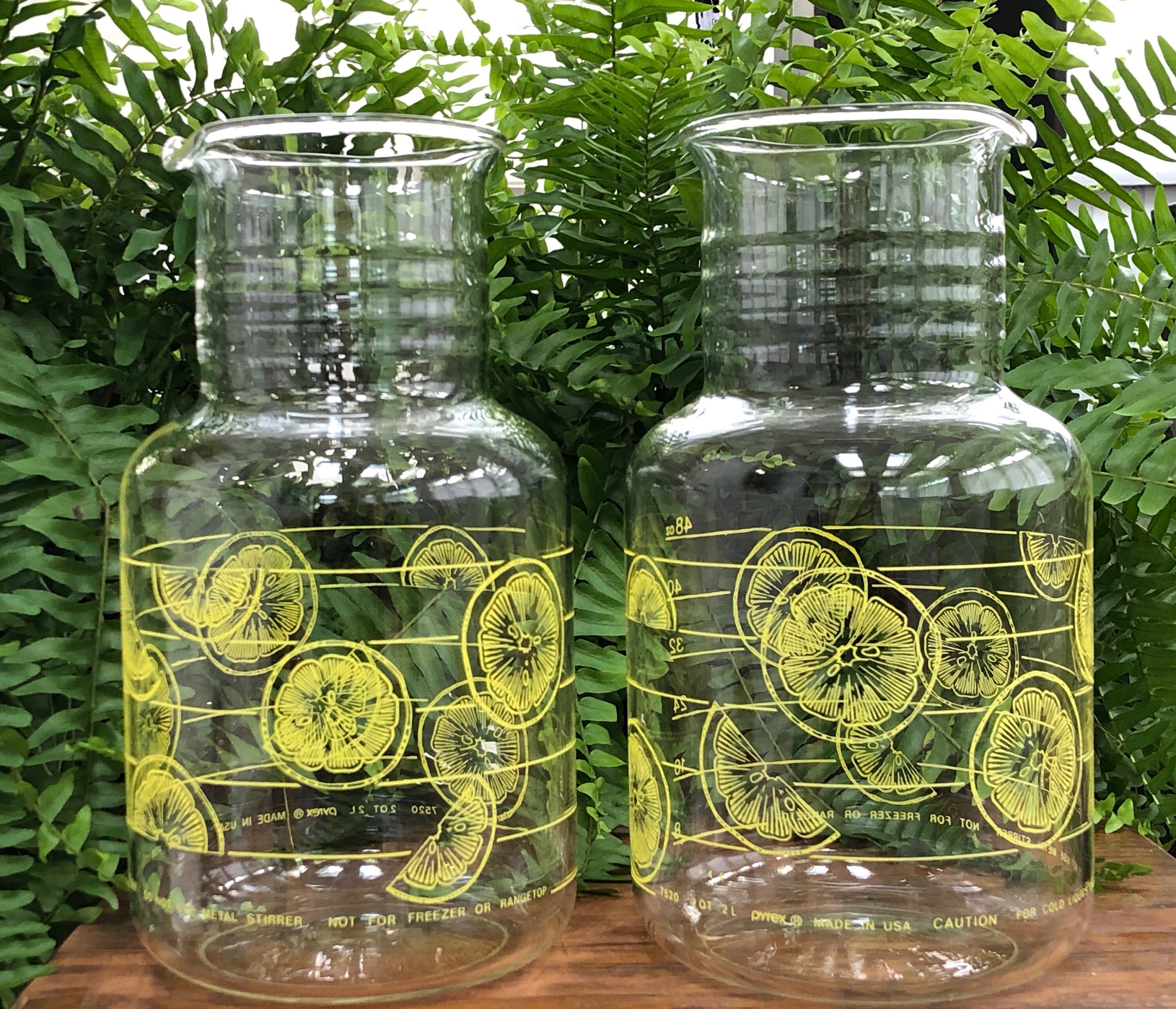 Lemonade Pitcher Set of 2 Pyrex Glass Pitchers Drink Jug Etsy