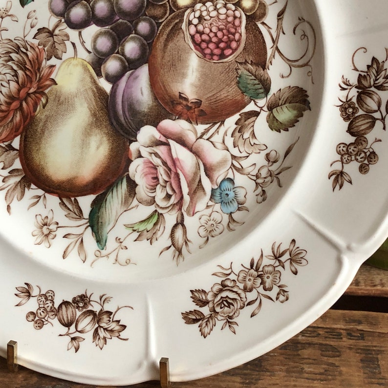 Fruit Plate Dinner Plate Vintage Windsor Fruit Johnson Bros England Brown White