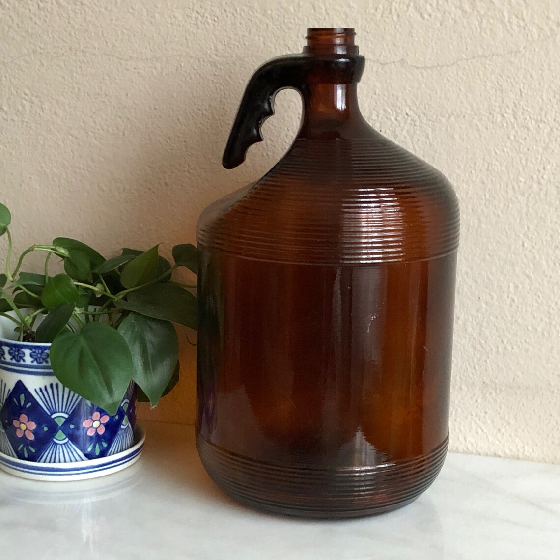 Brown Glass Jug Vintage Distressed Purex Glass Bottle Etsy