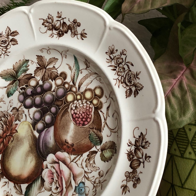 Fruit Plate Dinner Plate Vintage Windsor Fruit Johnson Bros England Brown White