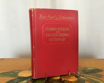 German English Dictionary Vintage Red Hardcover Book 1949