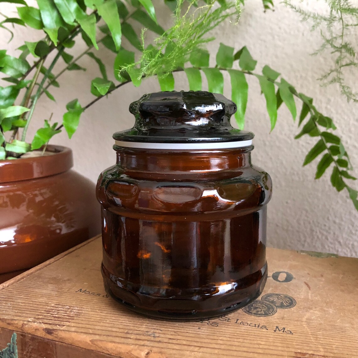 Brown Glass Jar Vintage Kitchen Storage Etsy